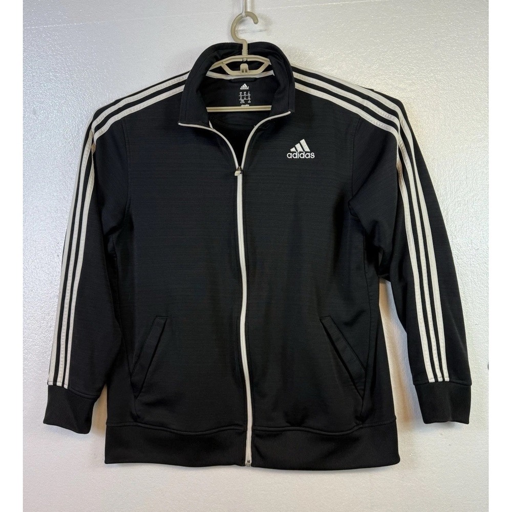 Adidas Mens Jacket XL Black Track Climalite Full‎ Zip Polyester High Neck Sports